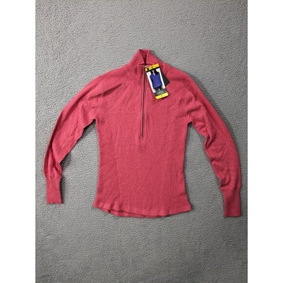 Eddie Bauer Sweater Womens Small 1/2 Zip Pullover Cotton Nylon Punch Pink - Picture 1 of 11